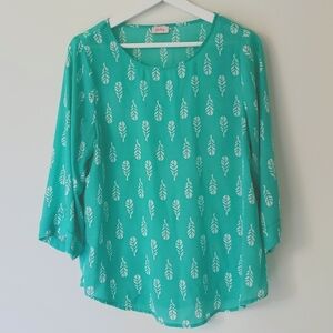 Pixley 3/4 sleeve green blouse Medium